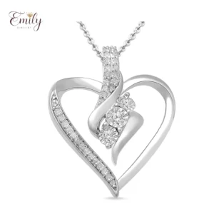 Sterling Silver Diamond Pendant Necklace